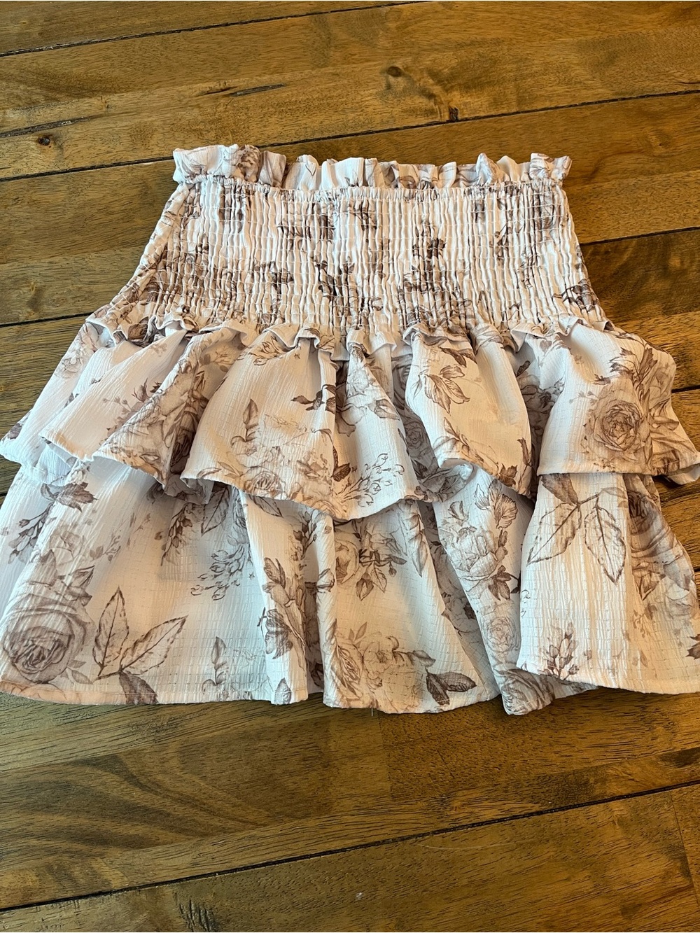 Altar'd State Brown Floral Ruffle Mini Skirt size Small